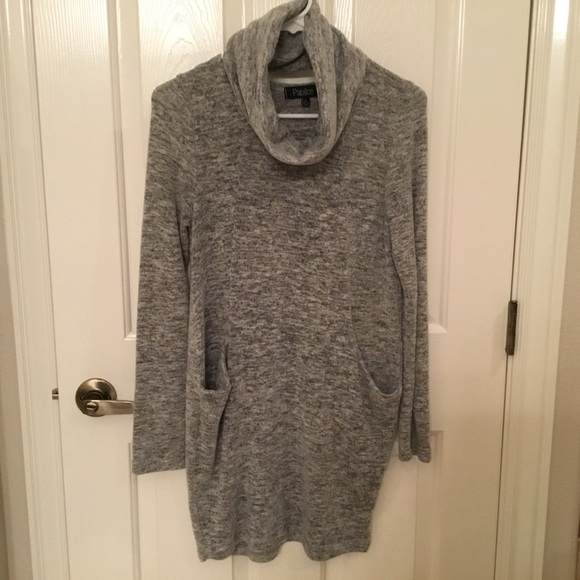 Papillon grey sweater dress with removable scarf - Picture 1 of 10